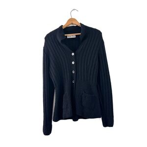 Vintage Late 1990s  RARE Marion Foale Black Hand-Knit Cardigan Size M